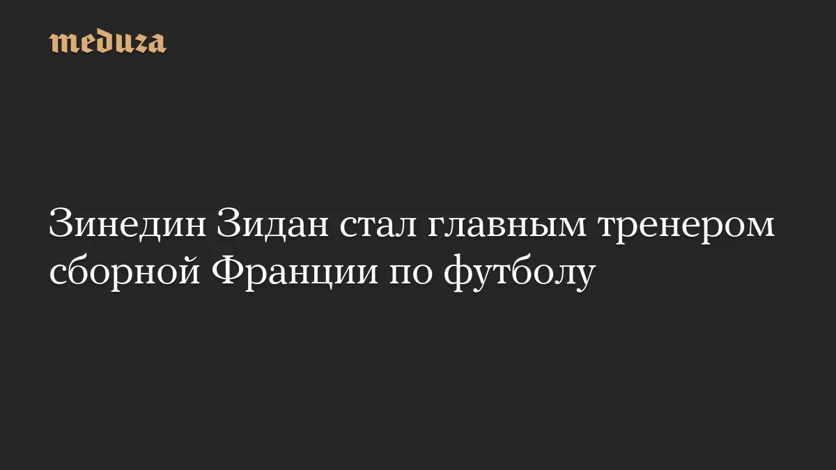 Зинедин Зидан возглавил сборную Франции по футболу